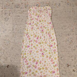 White Floral Midi Cami Dress